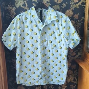 Goodfellow & Co Short Sleeve Button Down Collard Shirt With Lemon Print Size L